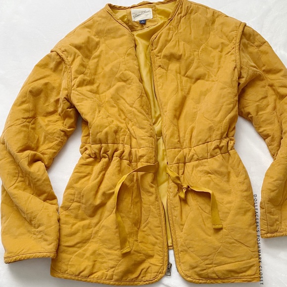 NWOT Quilted Collarless Corduroy Mustard Yellow Jacket - Picture 2 of 11